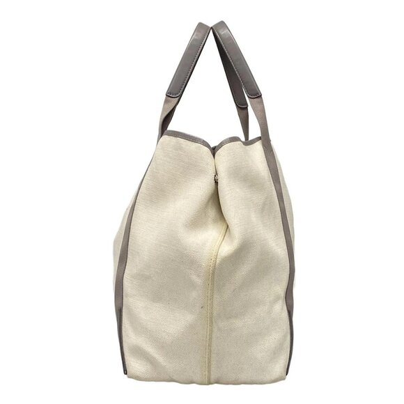 Auth BALENCIAGA Navy Cabas M 339936 White Gray Canvas Leather - Tote Bag - Picture 4 of 16